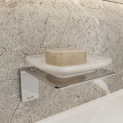 Мыльница для ванной Iddis Slide с держателем стекло матовое/сталь хром (SLISCG0i42) - фото 6