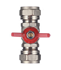 Кран шаровой латунный Valtec 16 обж(ц) х 16 обж(ц) для металлопластиковых труб бабочка прямой (VT.343.N.1616) - фото 2