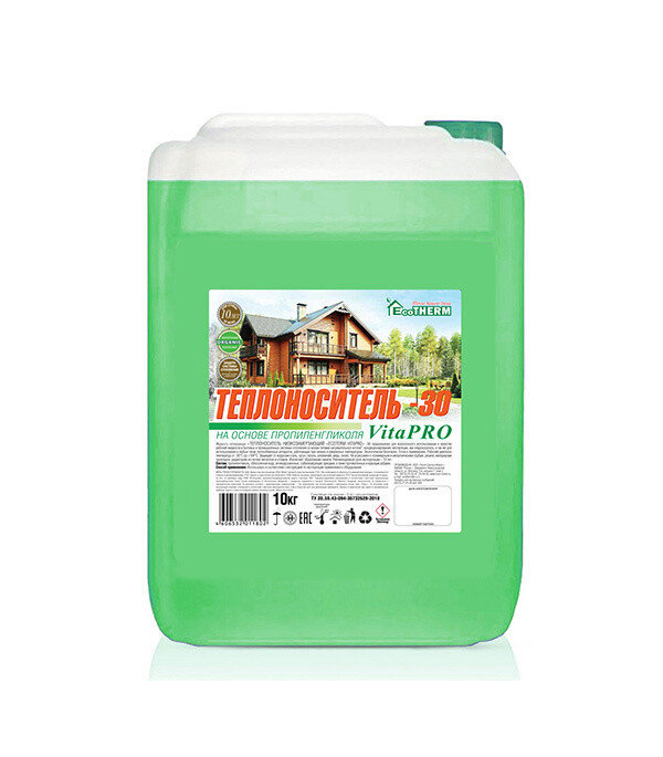 Изображение товара Теплоноситель Eco Therm VITA PRO -30°C 10 кг для систем отопления и кондиционирования