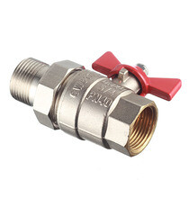 Кран шаровой латунный Valtec Base 3/4 ВР(г) х 3/4 НР(ш) бабочка с полусгоном прямой (VT.227.N.05) - фото 2