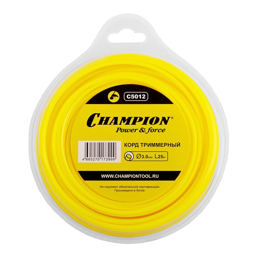 Изображение товара Леска для триммера Champion Round круг 3 мм х 25 м желтая (C5012)