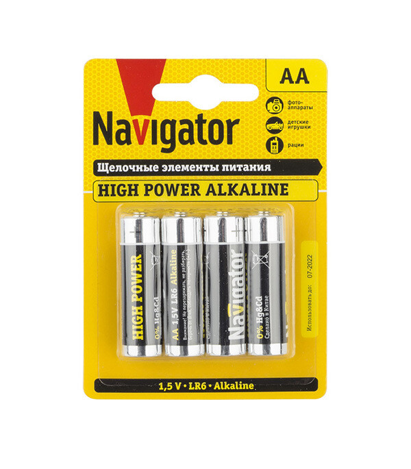 Изображение товара Батарейка Navigator АА пальчиковая LR6 1,5 В (4 шт.)