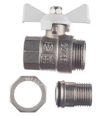 Кран шаровой латунный Valtec Base 1/2 ВР(г) х 1/2 НР(ш) бабочка с полусгоном прямой (VT.227.NW.04) - фото 5