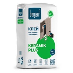 Клей для плитки и керамогранита Bergauf Keramik Plus усиленный серый (класс С1) 25 кг