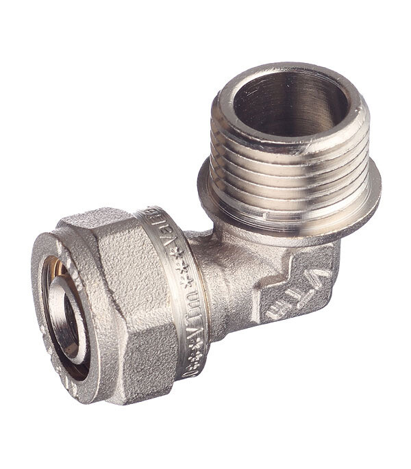 Изображение товара Угол VALTEC VTm 353 N для металлопластиковых труб 16 мм с наружной резьбой 1 2"