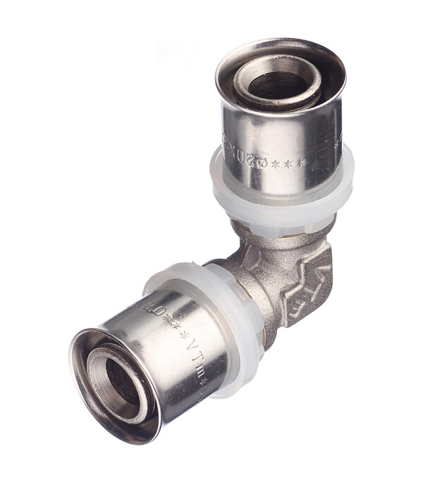 Изображение товара Угол VALTEC 20x20 мм латунный для металлопластиковых труб, пресс-метод