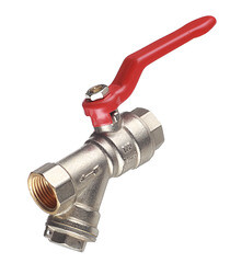 Кран шаровой латунный Valtec 1/2 ВР(г) х 1/2 ВР(г) ручка с фильтром прямой (VT.292.N.04) - фото 1