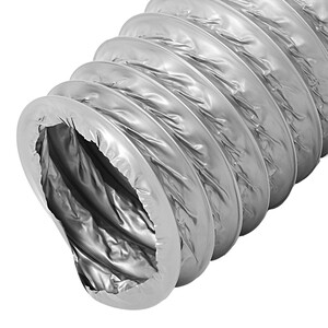 Воздуховод гибкий гофрированный армированный ERA огнестойкий полимерный d100 мм 2 м серый ral 7004