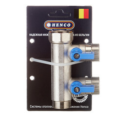 Коллектор Henco 3/4 ВР(г) х 2 выхода 3/4 НР(ш) ЕК х 3/4 НР(ш) с шаровыми кранами (VB050502-BLAUW) - фото 4