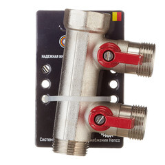 Коллектор Henco 3/4 ВР(г) х 2 выхода 3/4 НР(ш) ЕК х 3/4 НР(ш) с шаровыми кранами (VB050502-ROOD) - фото 4