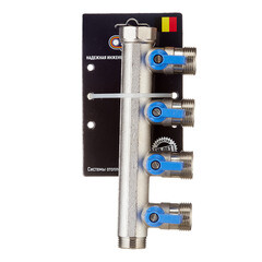 Коллектор Henco 3/4 ВР(г) х 4 выхода 3/4 НР(ш) ЕК х 3/4 НР(ш) с шаровыми кранами (VB050504-BLAUW) - фото 4