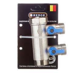 Коллектор Henco 1 ВР(г) х 2 выхода 3/4 НР(ш) ЕК х 1 НР(ш) с шаровыми кранами (VB060502-BLAUW) - фото 4
