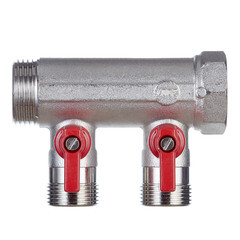 Коллектор Henco 1 ВР(г) х 2 выхода 3/4 НР(ш) ЕК х 1 НР(ш) с шаровыми кранами (VB060502-ROOD) - фото 5