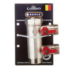 Коллектор Henco 1 ВР(г) х 2 выхода 3/4 НР(ш) ЕК х 1 НР(ш) с шаровыми кранами (VB060502-ROOD) - фото 2