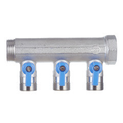 Коллектор Henco 1 ВР(г) х 3 выхода 3/4 НР(ш) ЕК х 1 НР(ш) с шаровыми кранами (VB060503-BLAUW) - фото 4