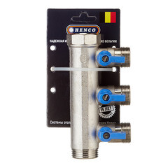 Коллектор Henco 1 ВР(г) х 3 выхода 3/4 НР(ш) ЕК х 1 НР(ш) с шаровыми кранами (VB060503-BLAUW) - фото 5