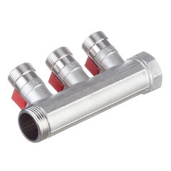 Коллектор Henco 1 ВР(г) х 3 выхода 3/4 НР(ш) ЕК х 1 НР(ш) с шаровыми кранами (VB060503-ROOD) - фото 6