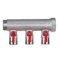 Коллектор Henco 1 ВР(г) х 3 выхода 3/4 НР(ш) ЕК х 1 НР(ш) с шаровыми кранами (VB060503-ROOD) - фото 5