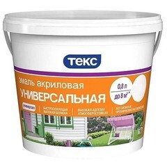 Эмаль акриловая универсальная Текс Универсал белая матовая 0,9 л