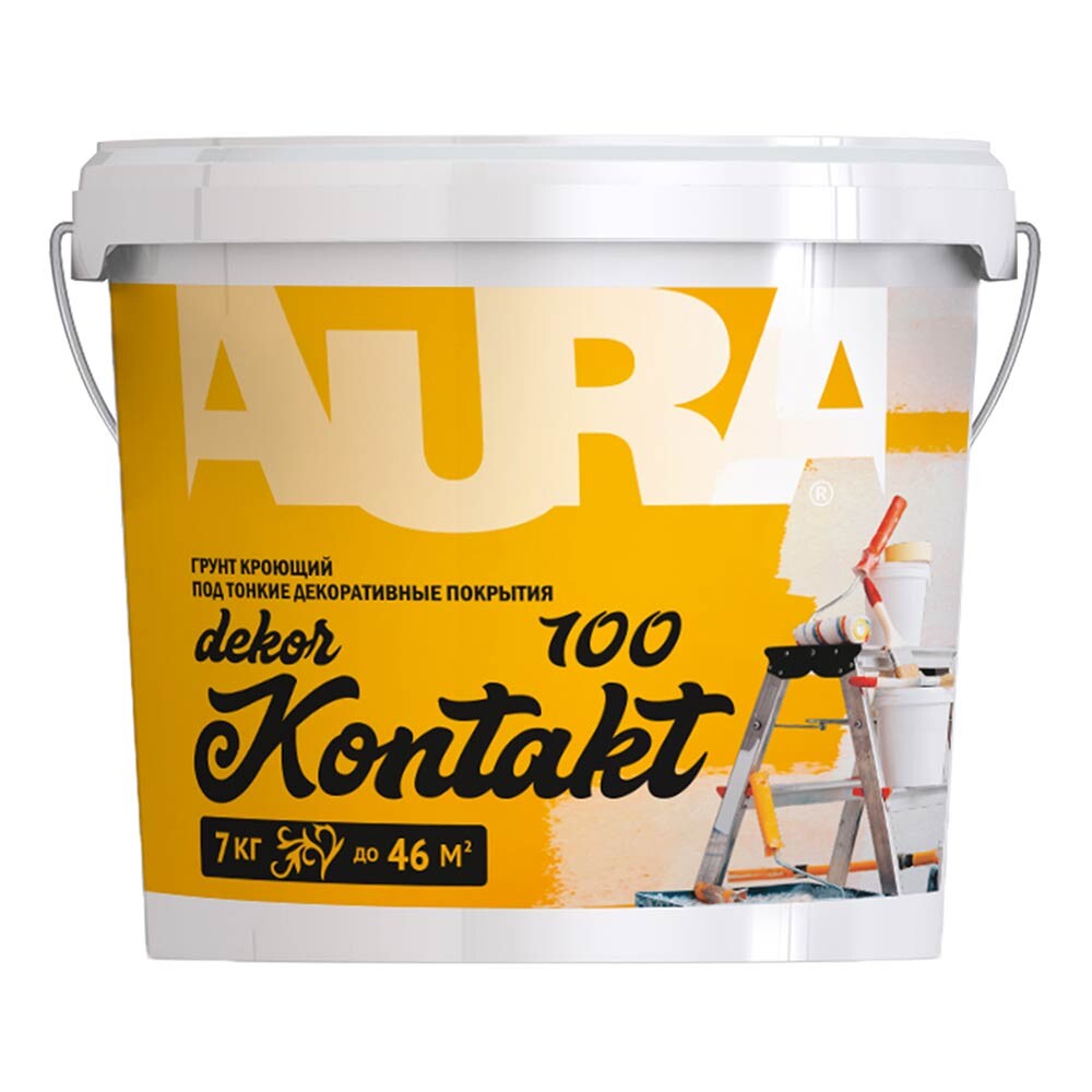 Изображение товара Грунт Aura Dekor Kontakt 100 белый для декоративных покрытий 7 кг