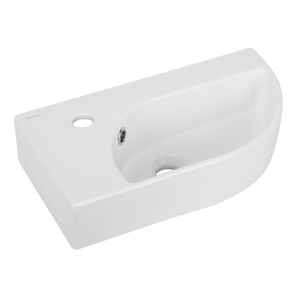 Изображение товара Раковина Cersanit Cameo 45 см угловая левая белая - современный дизайн, подвесная, санфарфор