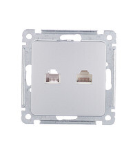 Розетка компьютерная/ телефонная Hegel Master встраиваемая серебро RJ11/ RJ45 (РСКТ-440-06)