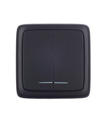 Выключатель Hegel Alfa двухклавишный накладной черный с подсветкой (ВА10-154-08) - фото 1