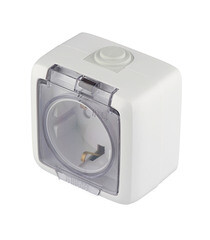 Розетка Hegel Alfa накладная белая со шторками с крышкой (РА16-212) - фото 3