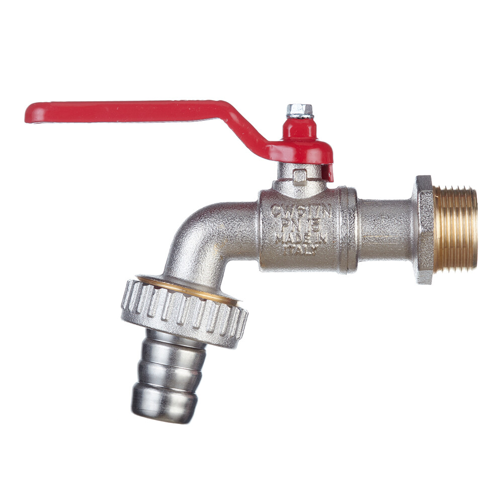 Изображение товара Латунный угловой кран Tiemme 3/4 с штуцером для системы полива