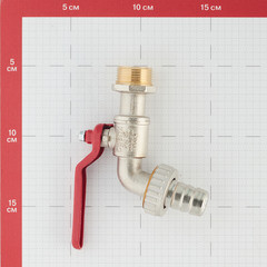 Кран шаровой латунный Tiemme 3/4 НР(ш) х 3/4 НР(ш) ручка со штуцером угловой - фото 2