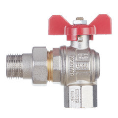 Кран шаровой латунный Tiemme 1/2 ВР(г) х 1/2 НР(ш) бабочка с полусгоном угловой - фото 1