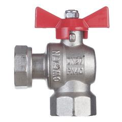 Кран шаровой латунный Valtec Base 3/4 ВР(г) х 3/4 ВР(г) бабочка с накидной гайкой угловой (VT.266.N.0505) - фото 1