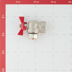 Кран шаровой латунный Valtec Base 3/4 ВР(г) х 3/4 ВР(г) бабочка с накидной гайкой угловой (VT.266.N.0505) - фото 3