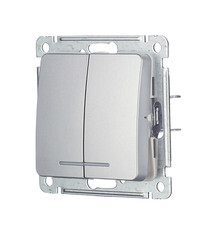 Выключатель Hegel Master двухклавишный встраиваемый серебро с подсветкой (ВС10-452-06) - фото 5