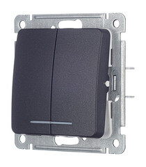 Выключатель Hegel Master двухклавишный встраиваемый черный с подсветкой (ВС10-452-08) - фото 3