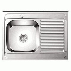 Мойка для кухни Ledeme Sinklight 800х600х180 мм накладная прямоугольная с крылом левая нержавеющая сталь
