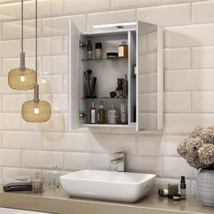 Зеркальный шкаф Vigo Plaza 60х70х15 см с подсветкой белый - фото 4