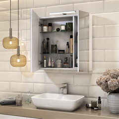 Зеркальный шкаф Vigo Plaza 70х70х15 см с подсветкой белый - фото 3