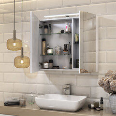 Зеркальный шкаф Vigo Plaza 80х70х15 см с подсветкой белый - фото 3