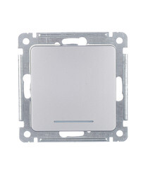 Изображение товара Переключатель Hegel Master одноклавишный встраиваемый серебро с подсветкой (ВС10-462-06)