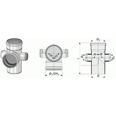 Крестовина Синикон d110х110х50 мм 87° двухсторонняя для внутренней канализации