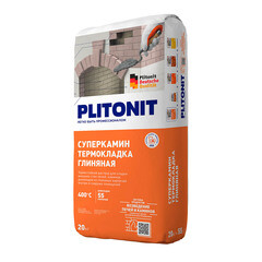 Cмесь кладочная для печей и каминов Plitonit СуперКамин ТермоКладка глиняная 20 кг