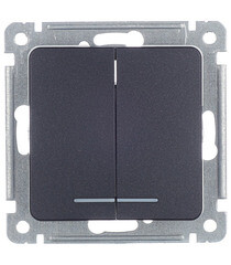 Изображение товара Выключатель Hegel Master двухклавишный встраиваемый черный с подсветкой (ВС10-452-08)