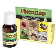 Средство от клещей, клопов, тараканов, блох и др. Иксодер 25мл (Россия)