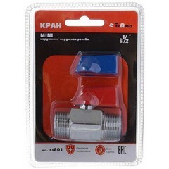 Кран шаровый мини TRm 1/2"х1/2" наруж./наруж. 33801 (блистер)