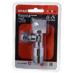 Кран шаровый угловой TRm 1/2"*3/8" с цангой 10мм с отражателем 33723 (тип L86)