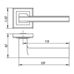 Ручка дверная Punto Blade квадратная розетка графит/хром - фото 2
