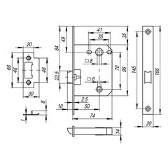 Замок врезной Fuaro Plastic P72-50 для межкомнатной двери под фиксатор графит - фото 2