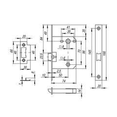 Замок врезной Fuaro Plastic P72-50 для межкомнатной двери под фиксатор черный - фото 4