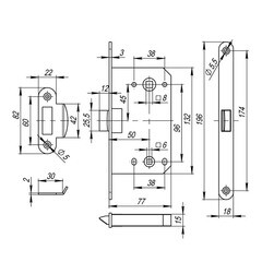 Замок врезной Fuaro Plastic P96WC-50 для межкомнатной двери под фиксатор черный - фото 4